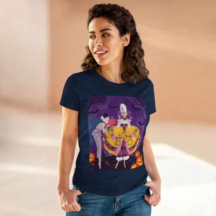 🎭🌹 The Harlequin Rose Masquerade Cotton Tee – Theatrical Halloween Romance