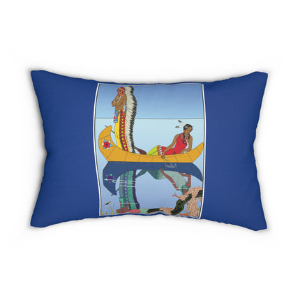 Le long du Missouri (Indian couple on the Missouri River) by George Barbier Spun Polyester Lumbar Pillow