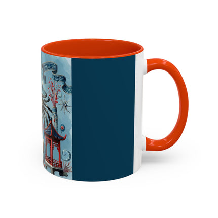 Spotted Crab & Pagoda Colorful Mug – Mystical Ocean & Asian Harmony