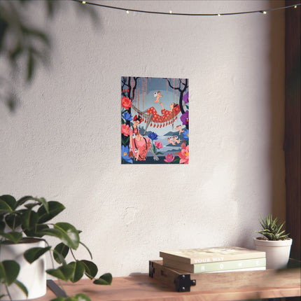 🪽🪷 The Garden Of Little Cupids Matte Vertical Poster – Art Deco Botanical Fantasy