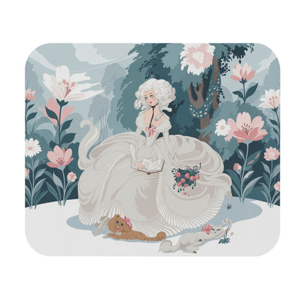 🌸📖 The Lady Reading In The Garden Mouse Pad – Art Deco Floral Elegance