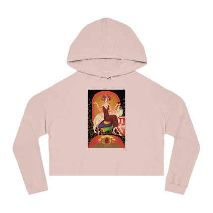 January & Garnet (from the Gem Series) by Sofia Chiostri Women’s Cropped Hooded Sweatshirt