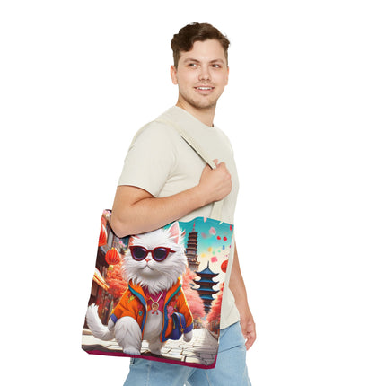 Fashionista Feline Puzzle Tote Bag (AOP)