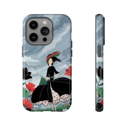 🌧️🌺 The Stormy Flower Walk Phone Case – Art Deco Floral Fashion