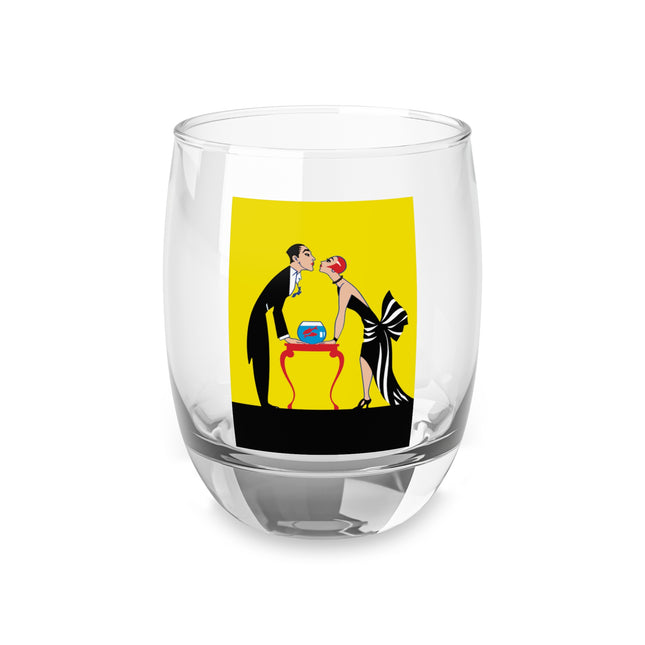 A Moment of Elegance: A Passionate Embrace Amidst Golden Splendor Whiskey Glass