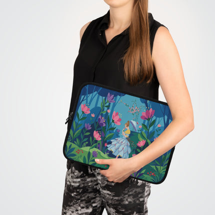 🌸☂️ The Lady Of The Enchanted Forest Stroll Laptop Sleeve – Art Deco Woodland Elegance