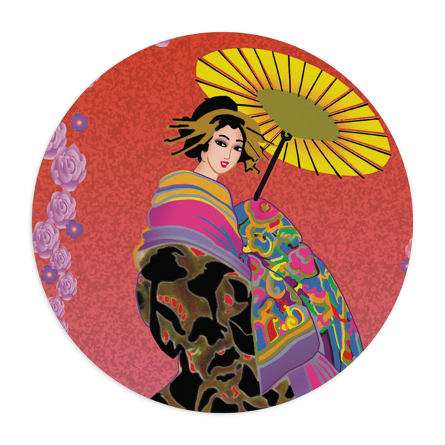 Enchanting Geisha Mouse Pad, Round and Rectangle