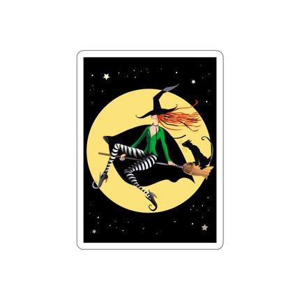 A Witch’s Moonlit Flight Die-Cut Stickers (5 Sizes)