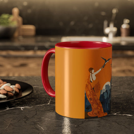 Falcon Mistress Colorful Mugs – Art Deco Majesty & Mythic Freedom