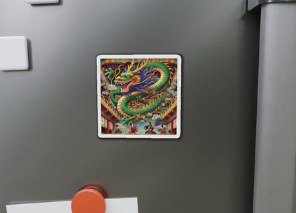 Tibetan Dragon Over Kabuki Duel Die-Cut Magnets (4 Sizes)
