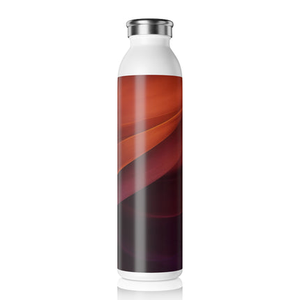 Wave Pattern with Intertwined Hues of Orange, Rose, Maroon, and Purple Slim Water Bottle