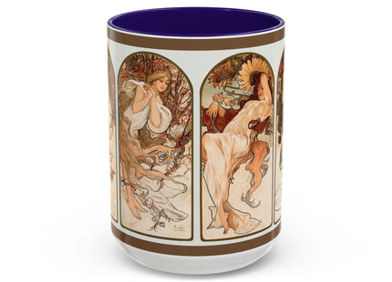 The Seasons by Alphonse Maria Mucha Colorful Mugs (11oz, 15oz)