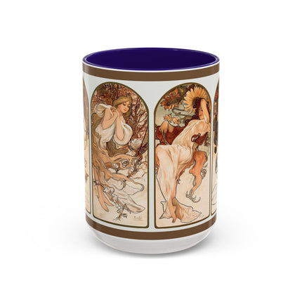 The Seasons by Alphonse Maria Mucha Colorful Mugs (11oz, 15oz)
