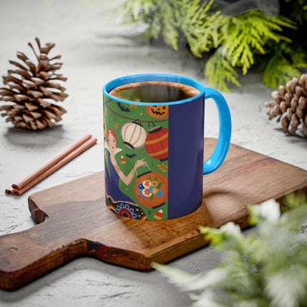🏮🎃 The Lady Of Halloween Lanterns Colorful Mug – Colorful Art Deco Halloween Charm