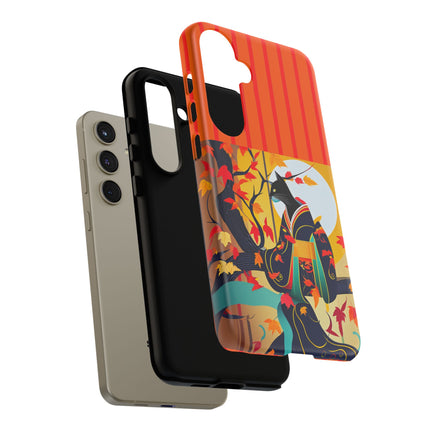 Black Cat in Kimono Phone Cases