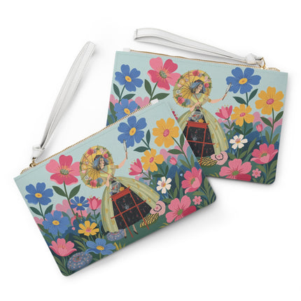 🌸🪞 The Floral Parasol Reflection Clutch Bag – Art Deco Garden Fantasy