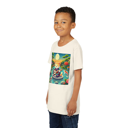 Melodic Kitten by the Koi Pond Youth Short Sleeve Tee