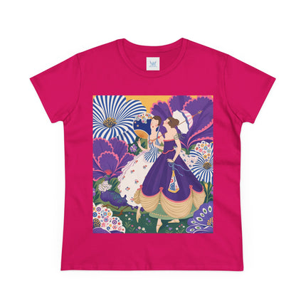 💜🌼 The Violet Garden Companions Cotton Tee – Art Deco Fashion Illustration