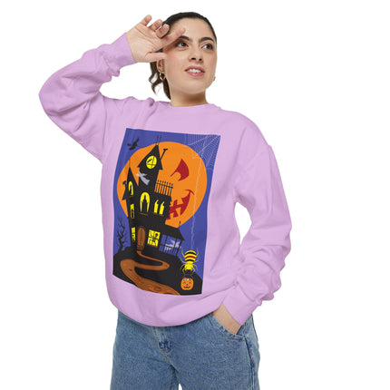 Halloween Night at the Haunted House Unisex Garment-Dyed Sweatshirt