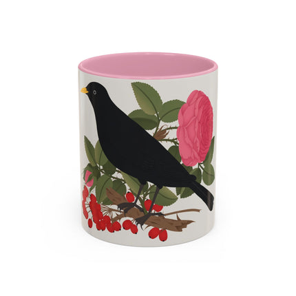 Blackbird & Rose Colorful Mugs – Timeless Elegance & Nature's Harmony
