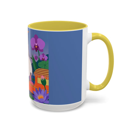 The Lady Of The Lotus Voyage Colorful Mugs – Art Deco Botanical Elegance