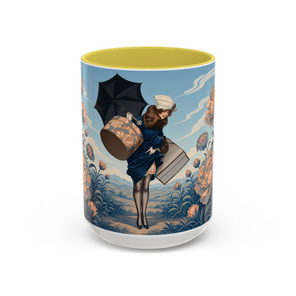 ☔🌸 The Grand Floral Journey Colorful Mug – Art Deco Travel Elegance