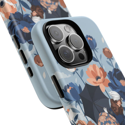 ☂️🌺 The Lady Of The Traveling Garden Phone Case – Art Deco Floral Adventure
