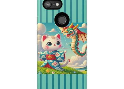 Geisha Kitten and the Dragon Kite Phone Cases