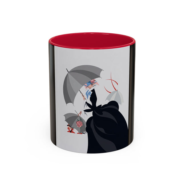 The Lady of Silver Umbrellas Colorful Mug (11oz, 15oz) – Art Deco Mystery, Elegant Fashion & Silver Dreamscape