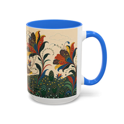 🌺🦋 The Enchanted Floral Voyage Colorful Mug – Art Deco Botanical Whimsy