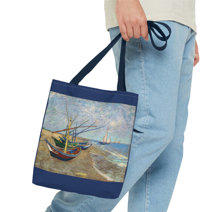 Fishing Boats on the Beach at Saintes-Maries by Vincent Van Gogh Tote Bag (AOP)