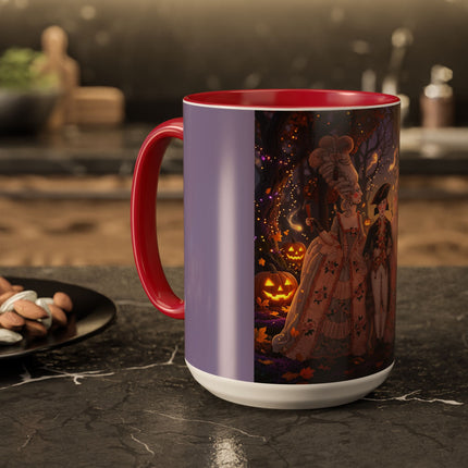 🎃🌙 The Midnight Court Of Pumpkin Grove Colorful Mug – Elegant Halloween Masquerade