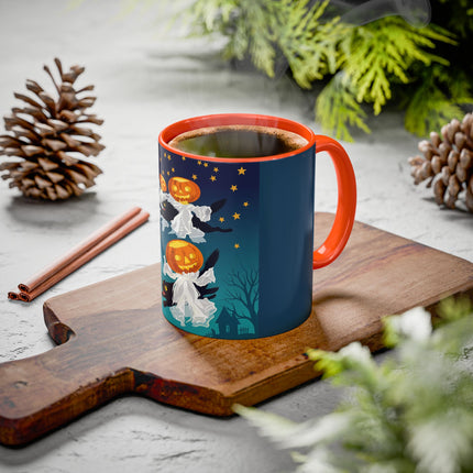 🐈‍⬛🎃 The Flying Black Cats Of Halloween Colorful Mug – Whimsical Storybook Charm