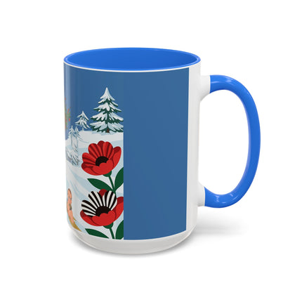🎿🎄 The Christmas Holly Skier Colorful Mug – Whimsical Holiday Fantasy