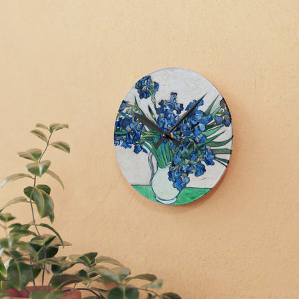 Irises by Vincent Van Gogh Acrylic Wall Clock, Round and Square