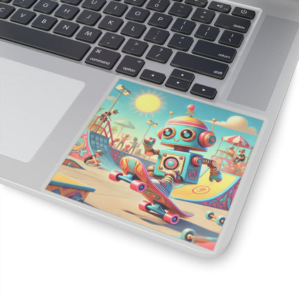 🛹🤖 The Skate Park Robot Kiss-Cut Sticker – Action, Energy & Retro Fun