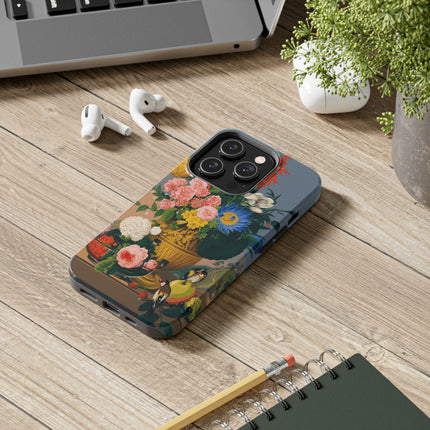 🌺🐦 The Garden Of Golden Birds Phone Case – Art Deco Floral Elegance