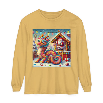 Playful Dragon's Christmas Unisex Garment-dyed Long Sleeve T-Shirt