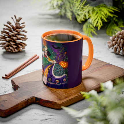 🎭🎃 The Masquerade Beneath The Pumpkin Lantern Colorful Mug – Theatrical Halloween Charm