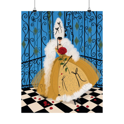 🎭🌹 The Lady Of The Masquerade Rose Matte Vertical Poster – Art Deco Fashion Whimsy
