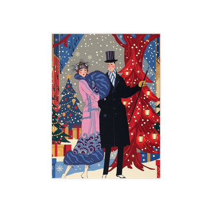 🎄✨ Christmas Eve Promenade Ceramic Tile – Art Deco Holiday Romance