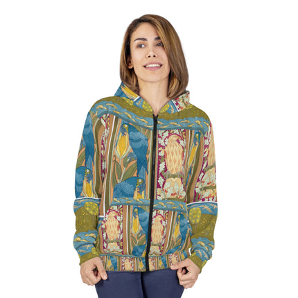 Eagle and Oak, Macaws and Corn by Maurice Pillard Verneuil Zip Hoodie (AOP)