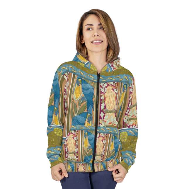 Eagle and Oak, Macaws and Corn by Maurice Pillard Verneuil Zip Hoodie (AOP)