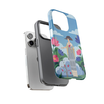🌸🎩 The Lady Of The Grand Flower Garden Phone Case – Art Deco Fashion Illustration