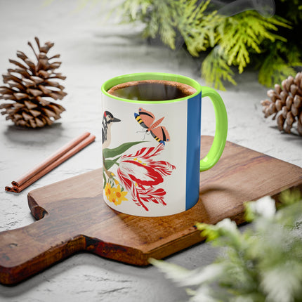 Woodpecker & Tulip Colorful Mugs – Vibrant Spring & Bold Beauty