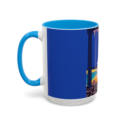 The Moonlit Promenade Colorful Mug (11oz, 15oz) – Blush Elegance, Coastal Romance & Art Deco Style