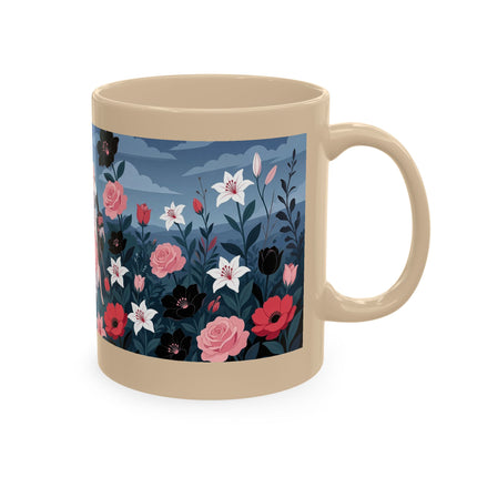 🌹🖤 The Lady Of The Midnight Rose Garden Ceramic Mug – Art Deco Floral Elegance