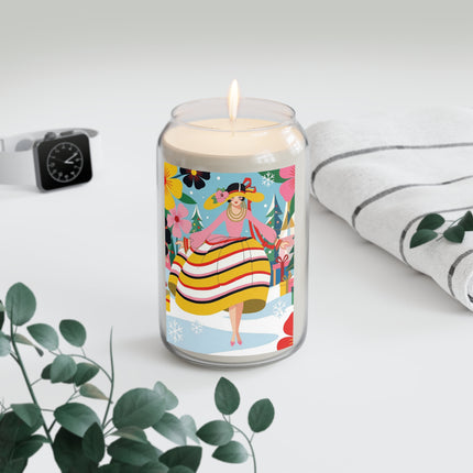 🌼🎄 The Christmas Blossom Belle Scented Soy Candle – Colorful Art Deco Holiday Fantasy