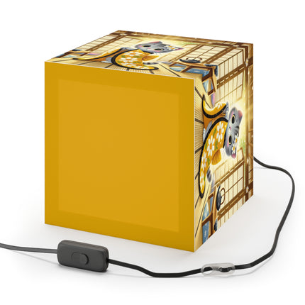 🐱🍵 Playful Kitten in the Tea Room Light Cube Lamp – Curious Charm & Cozy Whimsy