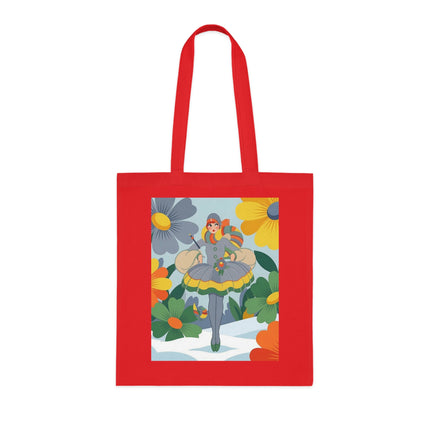 🌼❄️ The Winter Flower Wanderer Cotton Tote Bag – Colorful Winter Fantasy